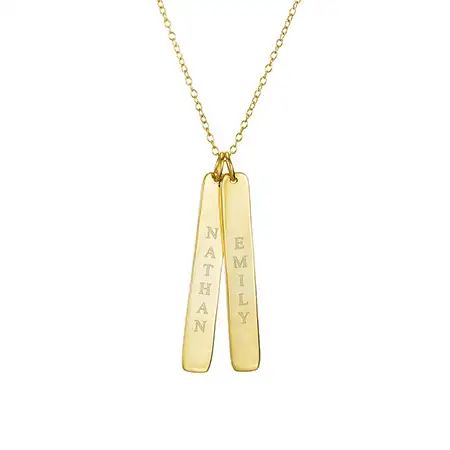 Custom 2 Vertical Name Bar Gold Plated Necklace | Eve's Addiction Jewelry