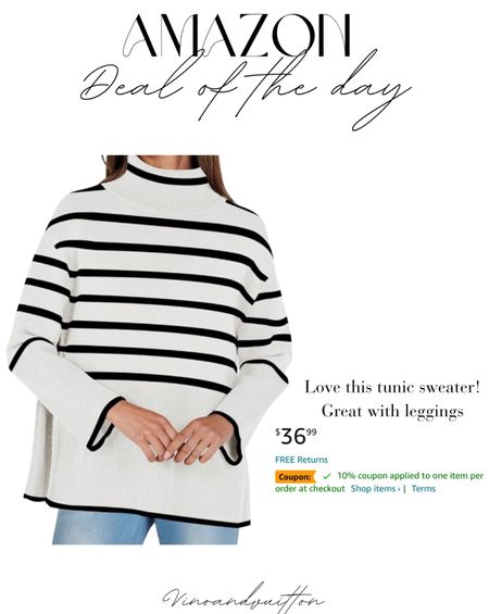 Amazon deal of the day! Love this tunic sweater with leggings- wearing size small 

Amazon fashion, amazon finds, fall favorites, tunic sweater, casual style 

#LTKfindsunder50 #LTKsalealert #LTKstyletip