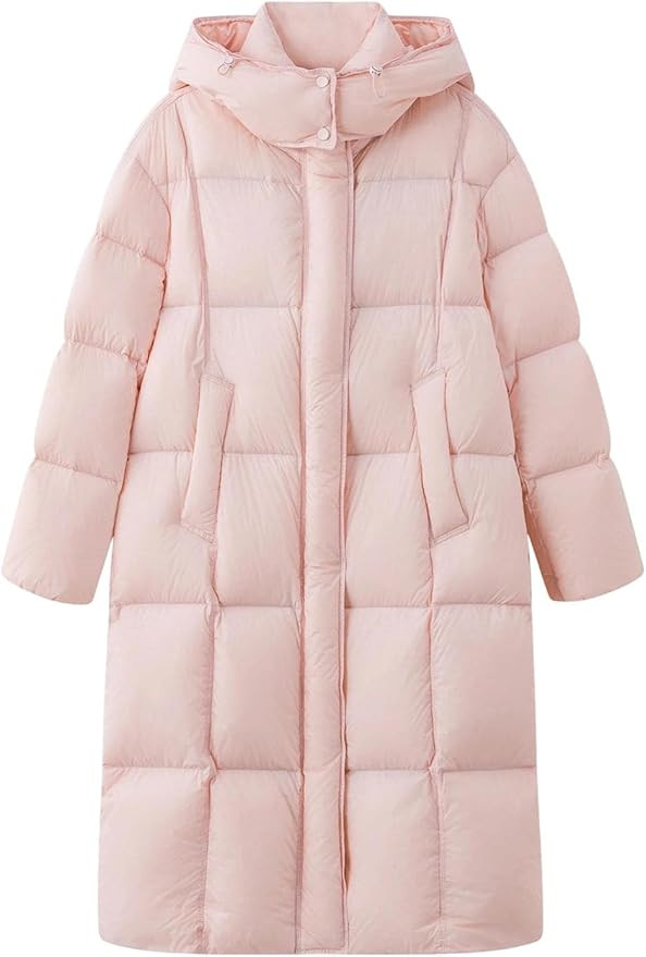 Women Long Fluffy Down Jacket Thermal Insulated Casual Parka Warm Winter Coat | Amazon (US)