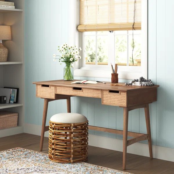Tobago 51" Desk with Cane Drawer Fronts | Wayfair North America