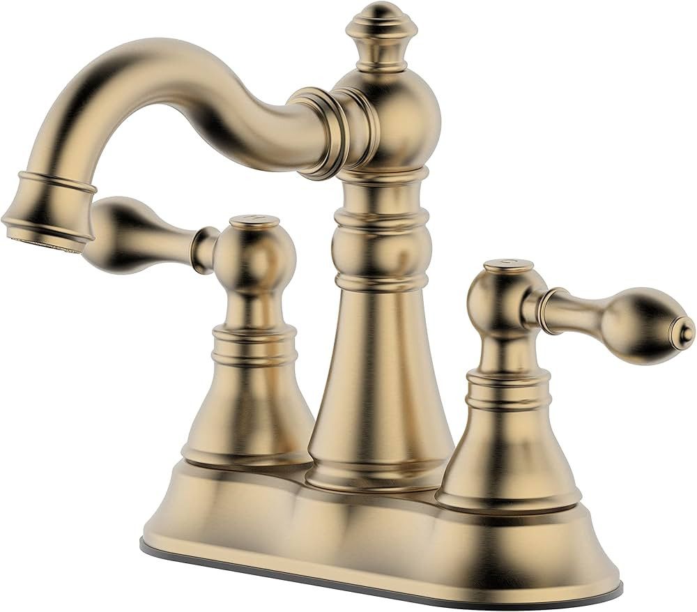 Derengge F-0048-BG Two Handle Bathroom Faucet with Plastic Overflow Pop-Up Drain, Swivel Spout Ba... | Amazon (US)