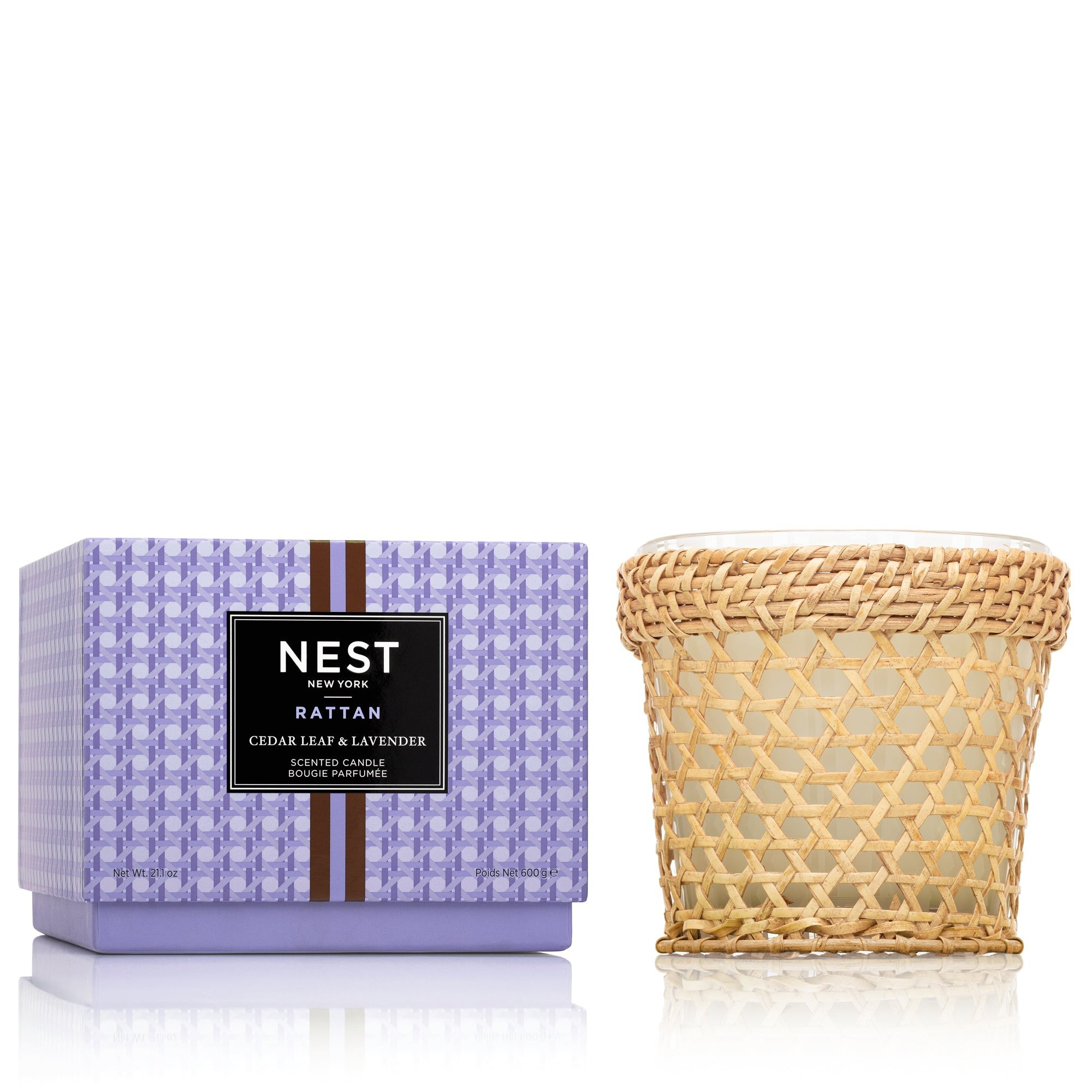 Rattan Cedar Leaf & Lavender 3-Wick Candle | NEST Fragrances
