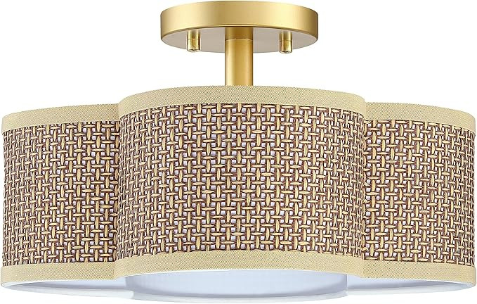 4 Light Mid Century Modern Ceiling Light Semi-Flush Mount Fixture Gold Finish 14" Brown Mack Pape... | Amazon (US)