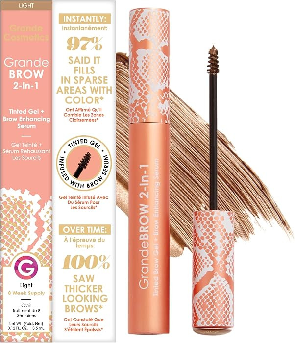 Grande Cosmetics GrandeBROW 2-in-1 Tinted Brow Gel + Brow Enhancing Serum | Amazon (US)
