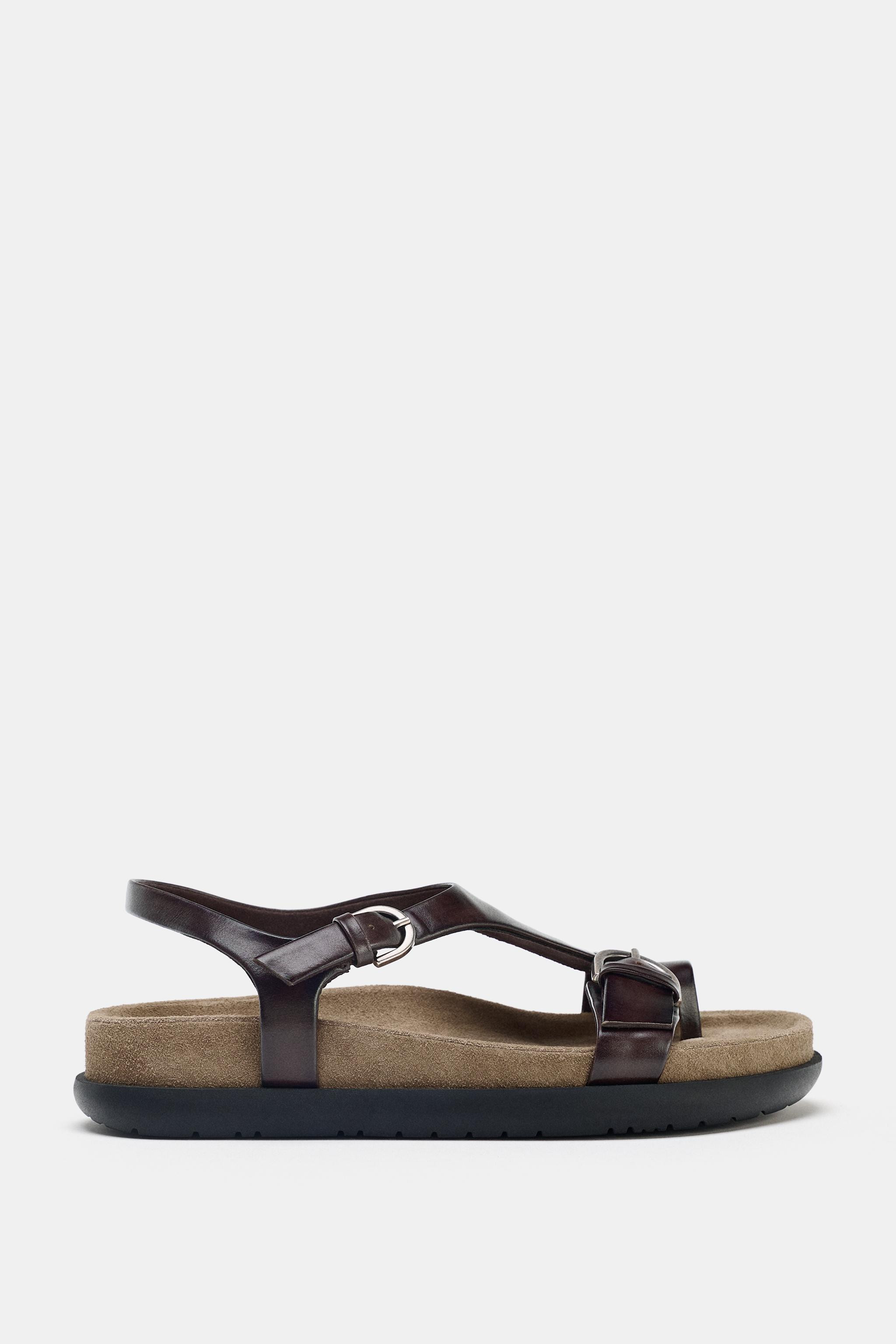 FLAT LEATHER SANDALS | Zara US