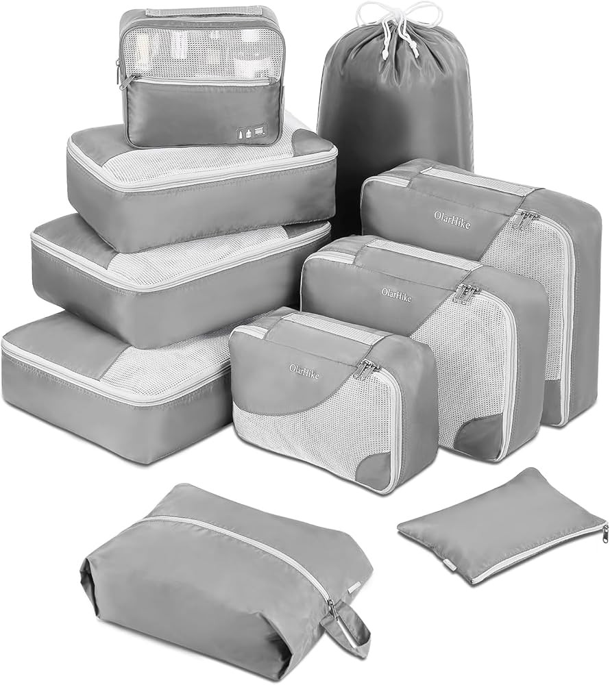 OlarHike Travel Essentials ALL INCLUDED 10 Set Durable Packing Cubes for Suitcases, UPGRADED Anti... | Amazon (US)