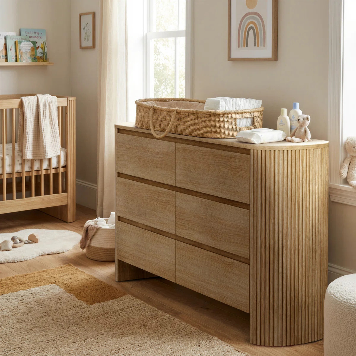 Cove 59" Fluted 6-Drawer Dresser, Double Dresser Wide Storage Chest with Curved Silhouette | Wayfair North America