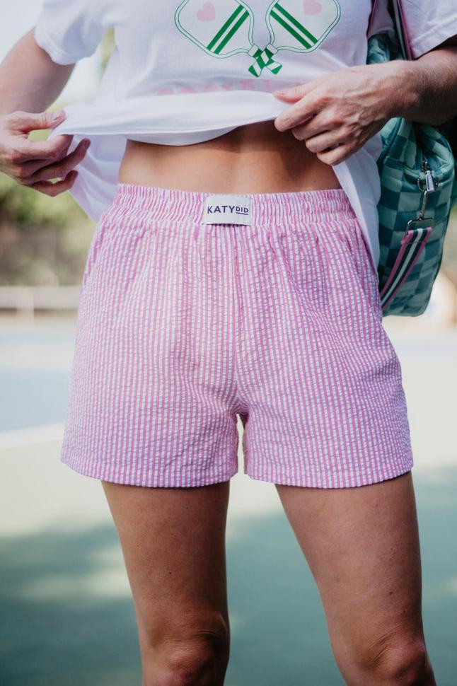 Pink Striped Ladies Boxer Shorts | Katydid