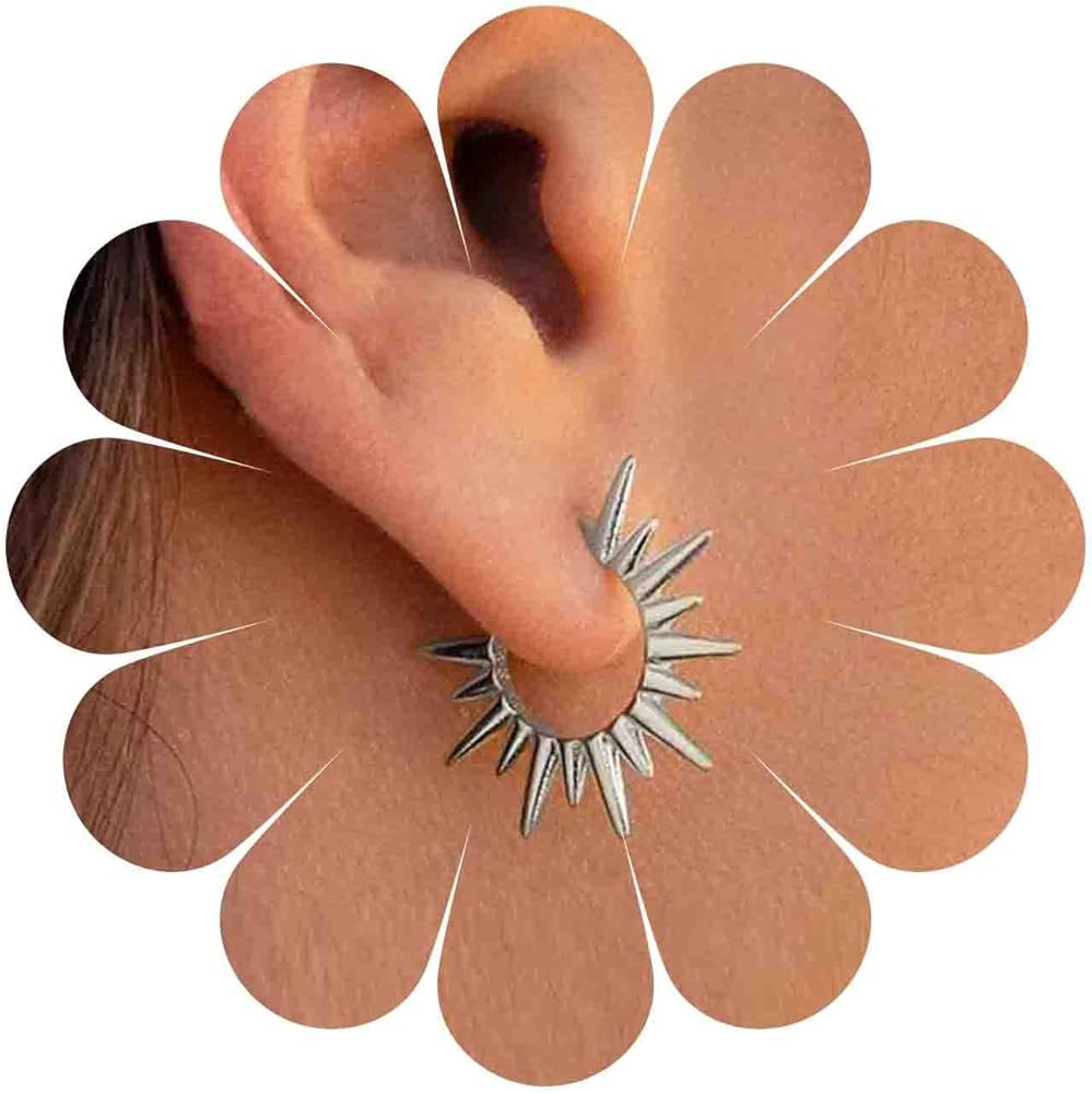 Gothic Spikes Rivets dangle Earrings Gold Sunburst Drop Earrings Metal Spike Stud Earrings Vintag... | Amazon (US)