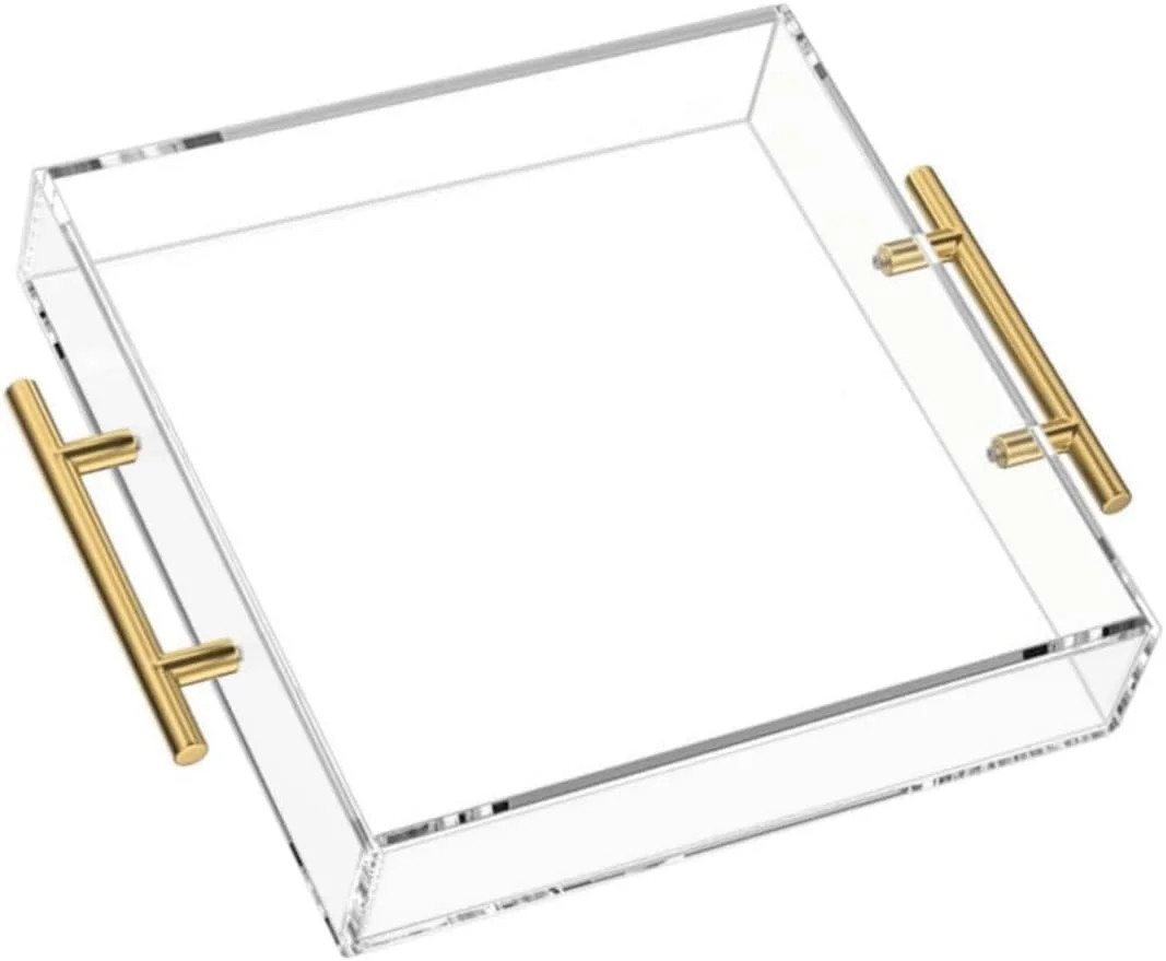 NIUBEE Clear Acrylic Square Serving Tray with Handles-12 x12 Inch-Clear Decorative Tray Letter Tr... | Walmart (US)