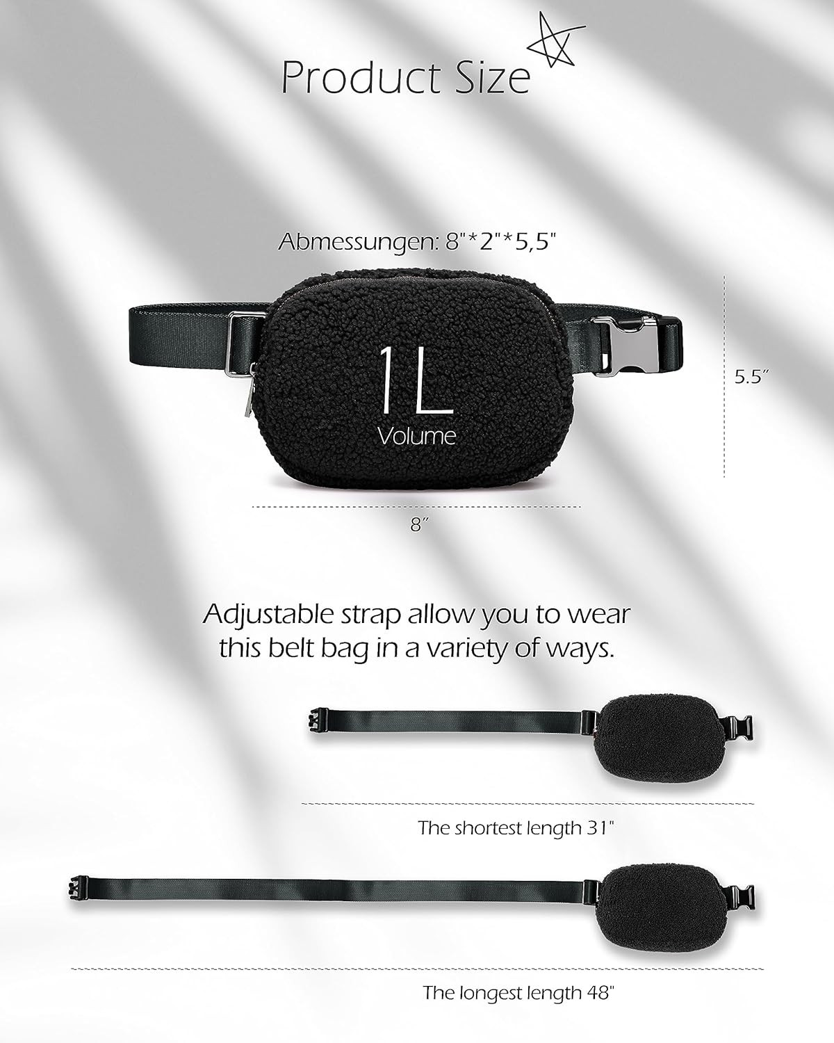 ODODOS Fleece Mini Belt Bag with Adjustable Strap, Sherpa Small Waist Pouch Fanny Pack for Workou... | Amazon (US)