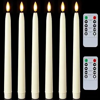 Homemory 11 inches Waxy Flameless Taper Candles with Remote Timer Dimmer, 6 Pcs Battery Operated ... | Amazon (US)