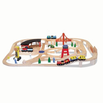 Melissa & Doug Deluxe Wooden Railway Train Set (130+pc): Education Fine Motor Skills, Lightweight Toy Vehicle Playset | Target