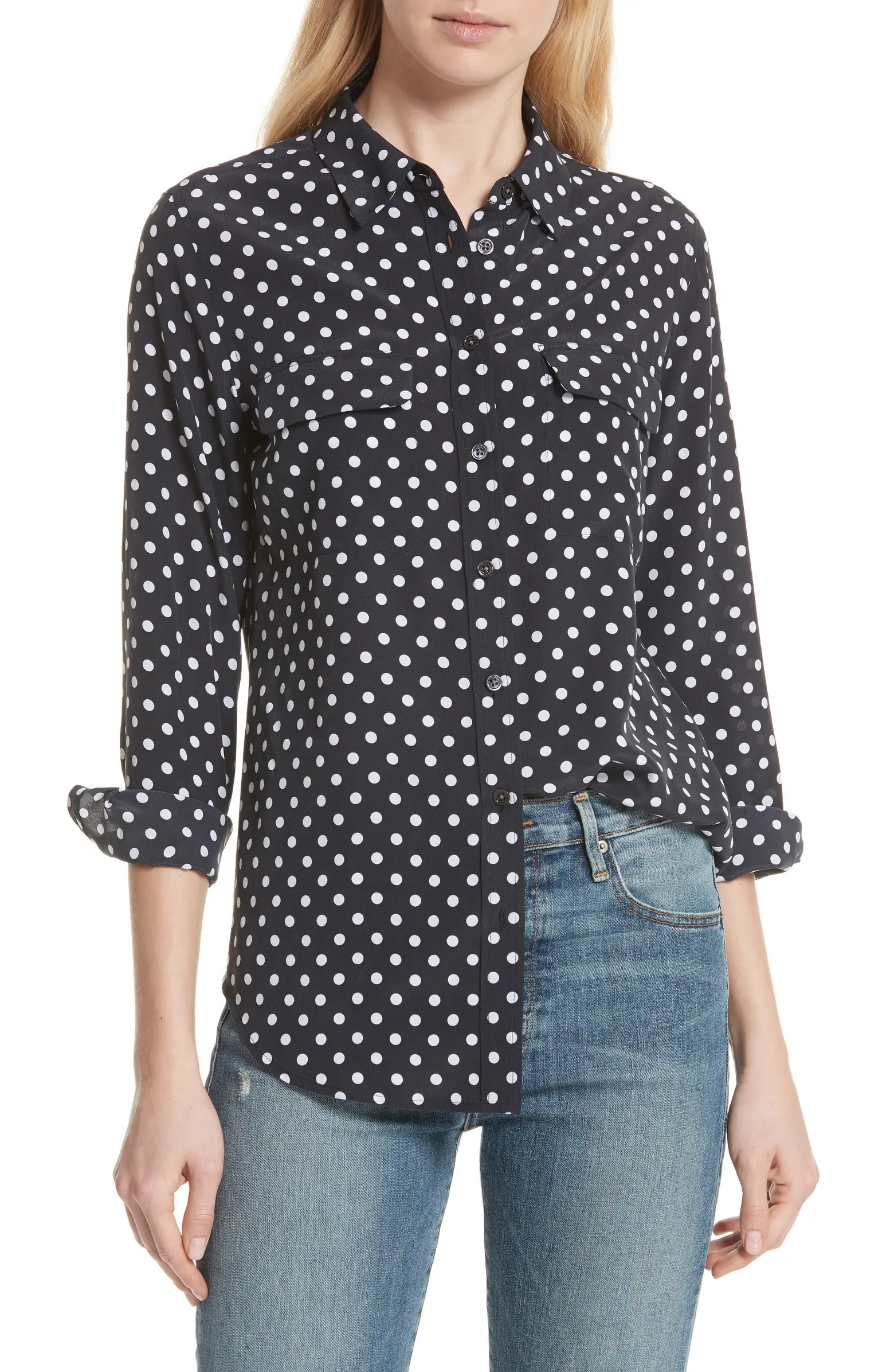 Slim Signature Polka Dot Silk Shirt | Nordstrom