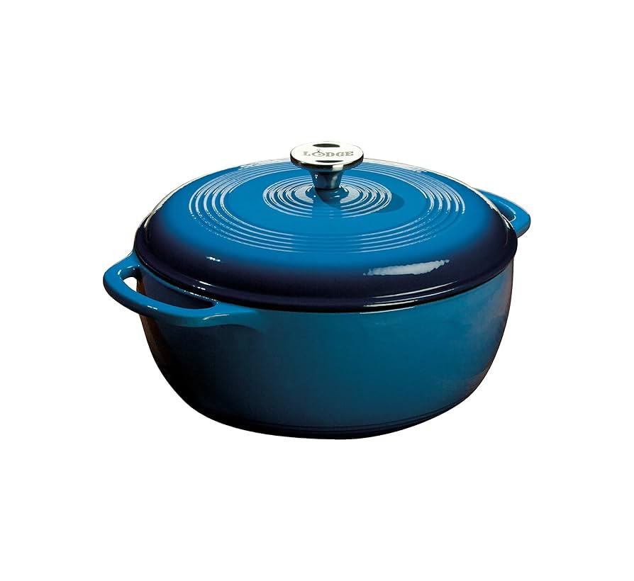 Lodge 6 Quart Enameled Cast Iron Dutch Oven with Lid – Dual Handles – Oven Safe up to 500° F... | Amazon (US)