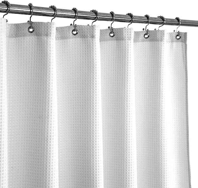 Extra Long Shower Curtain with 84 inch Height, Fabric, Waffle Weave, Hotel Luxury Spa, Water Repe... | Amazon (US)