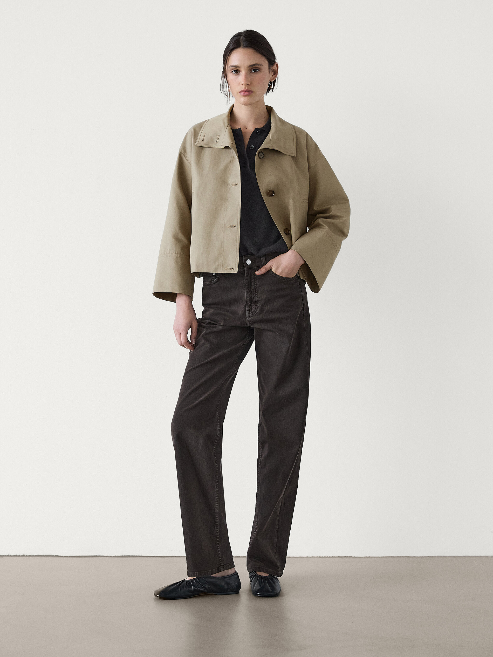 High neck cropped parka | Massimo Dutti US