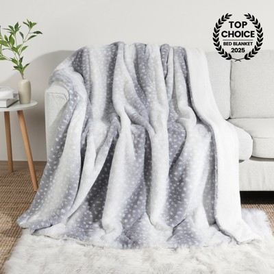 Gray Deer-Stripe Animal Print Double-Sided Faux Fur Throw Blanket, 50" x 60" - Cozy Bliss | Target