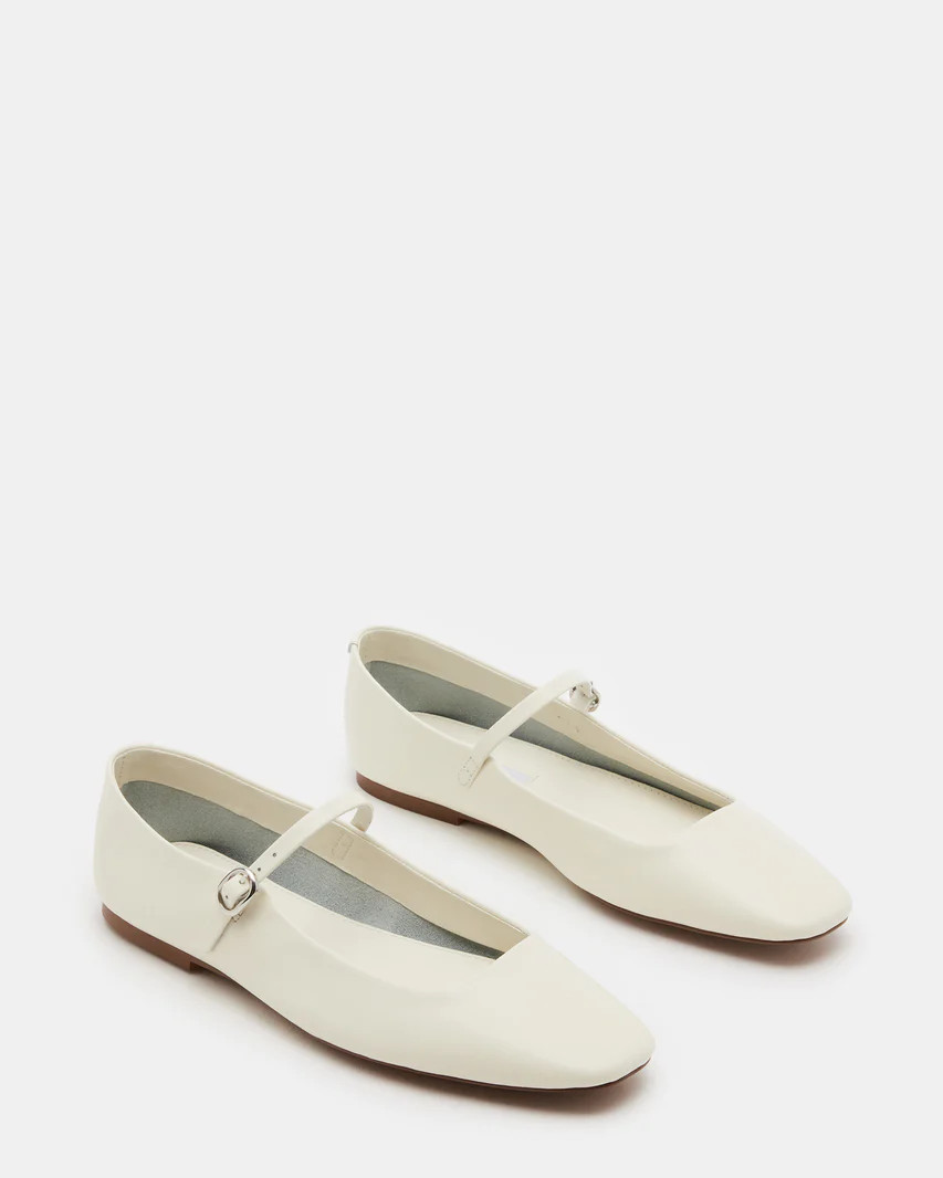 MAPLE Ivory Leather Mary Jane Ballet Flat | Women's Flats | Steve Madden (US)