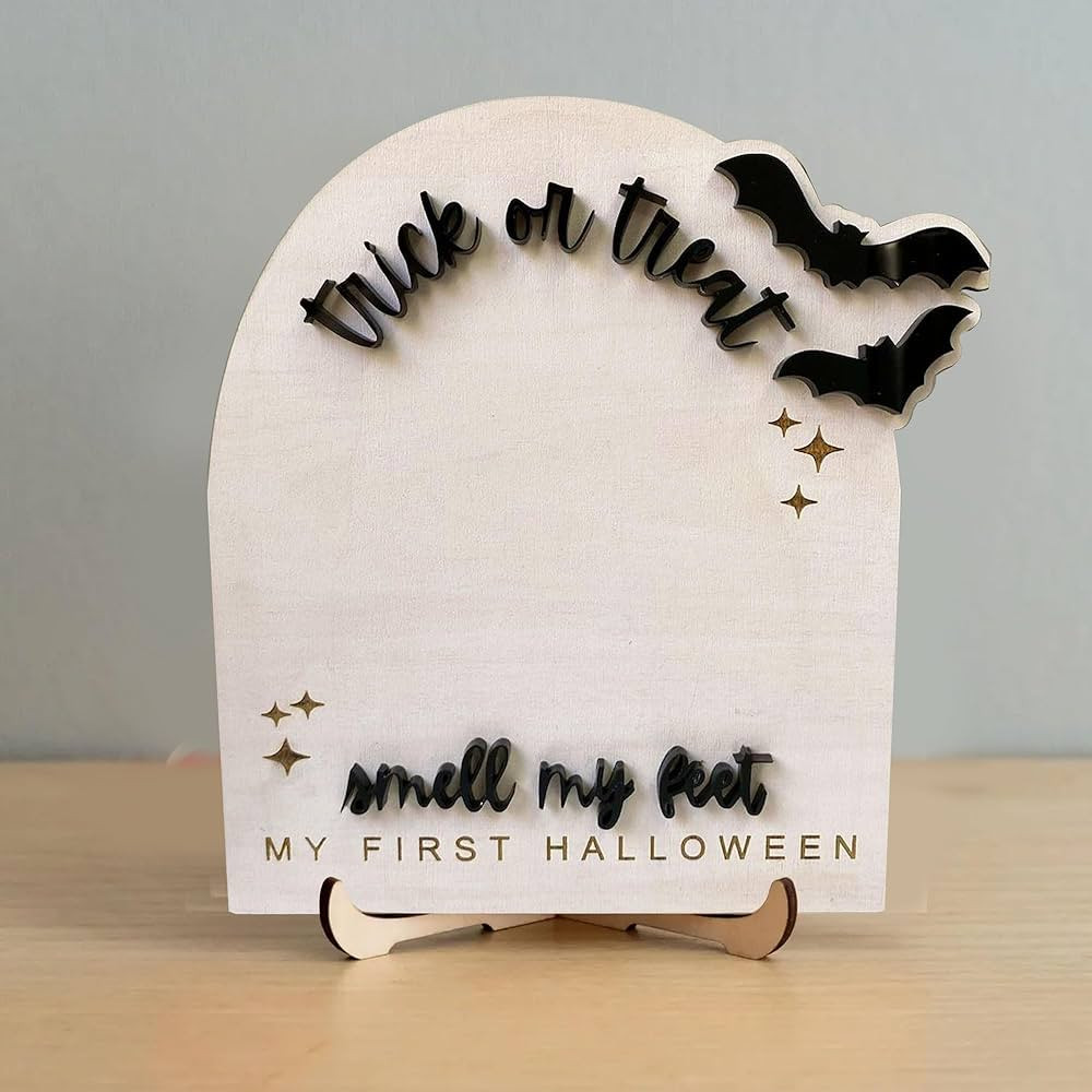 Trick or Treat Sign, 8" DIY Baby's First Halloween Footprints Craft, Babies Boo Basket Stuffers, ... | Amazon (US)