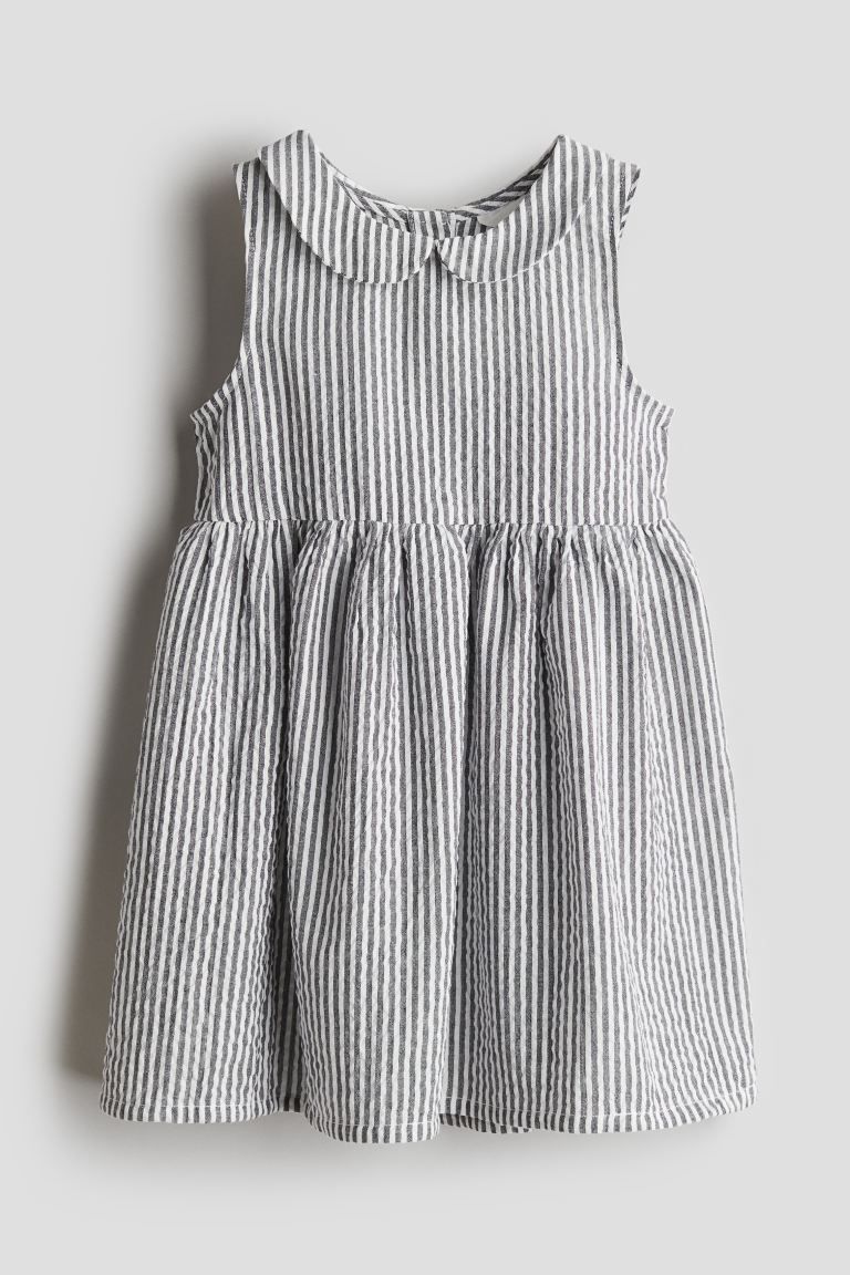 Cotton Dress - Round Neck - Sleeveless - Navy blue/striped - Kids | H&M US | H&M (US + CA)