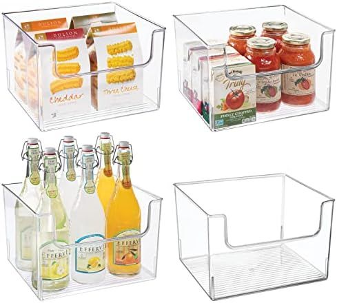 mDesign Modern Stackable Plastic Open Front Dip Storage Organizer Bin Basket for Kitchen Organizatio | Amazon (US)