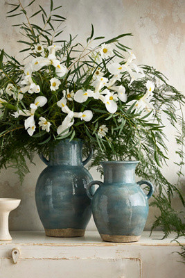 Blue Terracotta Double Handle Vase | Anthropologie (US)
