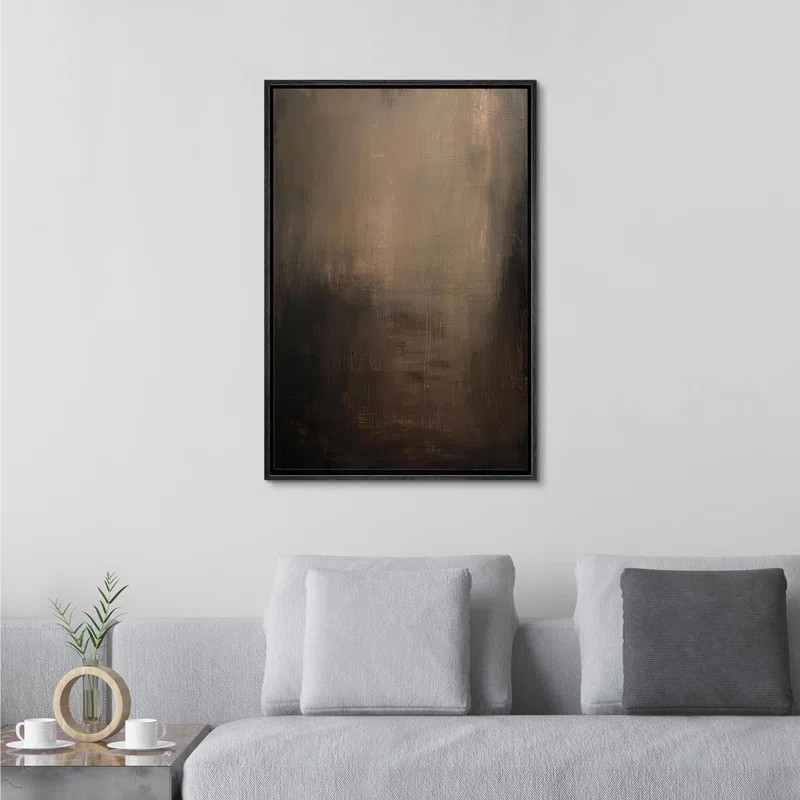 IDEA4WALL Minimal Landscape " Moody Abstract Textured Dark Brown Shades " Artwork Framed Canvas P... | Wayfair North America