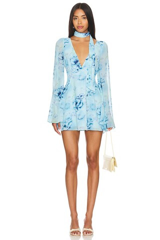 Issy Mini Wrap Around Dress in Ambrosia Print Angel Blue | Revolve Clothing (Global)
