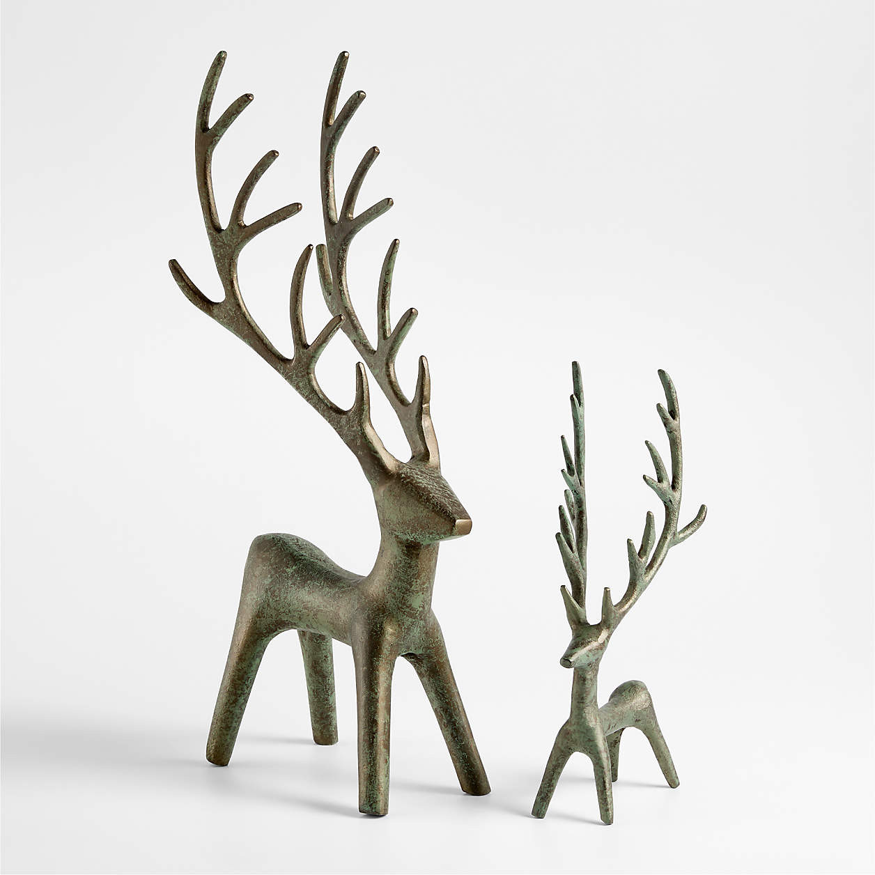 Antique Green Verdigris Holiday Reindeer Large 22" | Crate & Barrel | Crate & Barrel