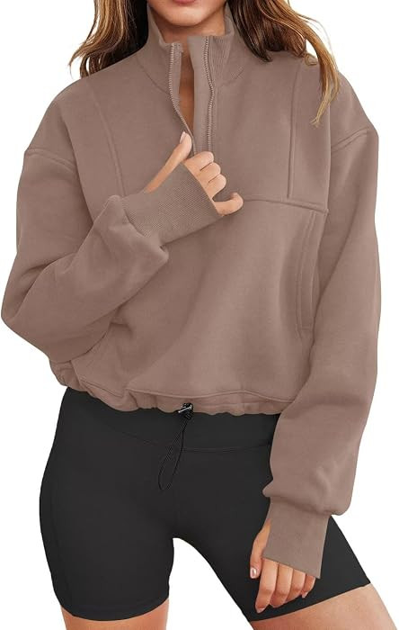 LEEDYA Women Long Sleeve Half Zip Sweatshirts Fall Trendy Casual Sweater | Amazon (US)