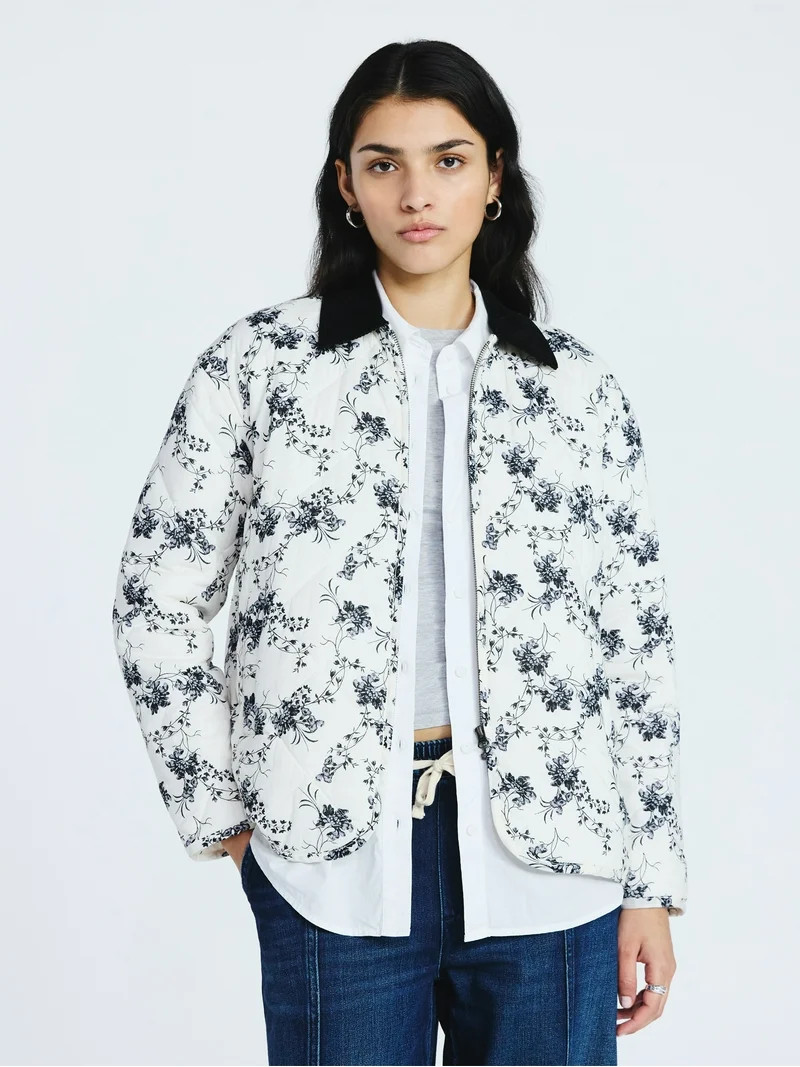 Scoop Women's and Women's Plus Cotton Quilted Chore Jacket, Midweight, Sizes XS-4X | Walmart (US)