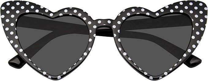 Emblem Eyewear - Polka Dot Cat Eye Womens Fashion Mod Super Cat Heart Shape Sunglasses | Amazon (US)