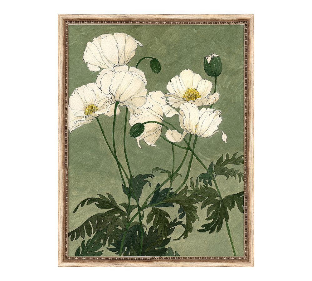 White Poppies Framed Print by Carleigh Courey | Pottery Barn (US)
