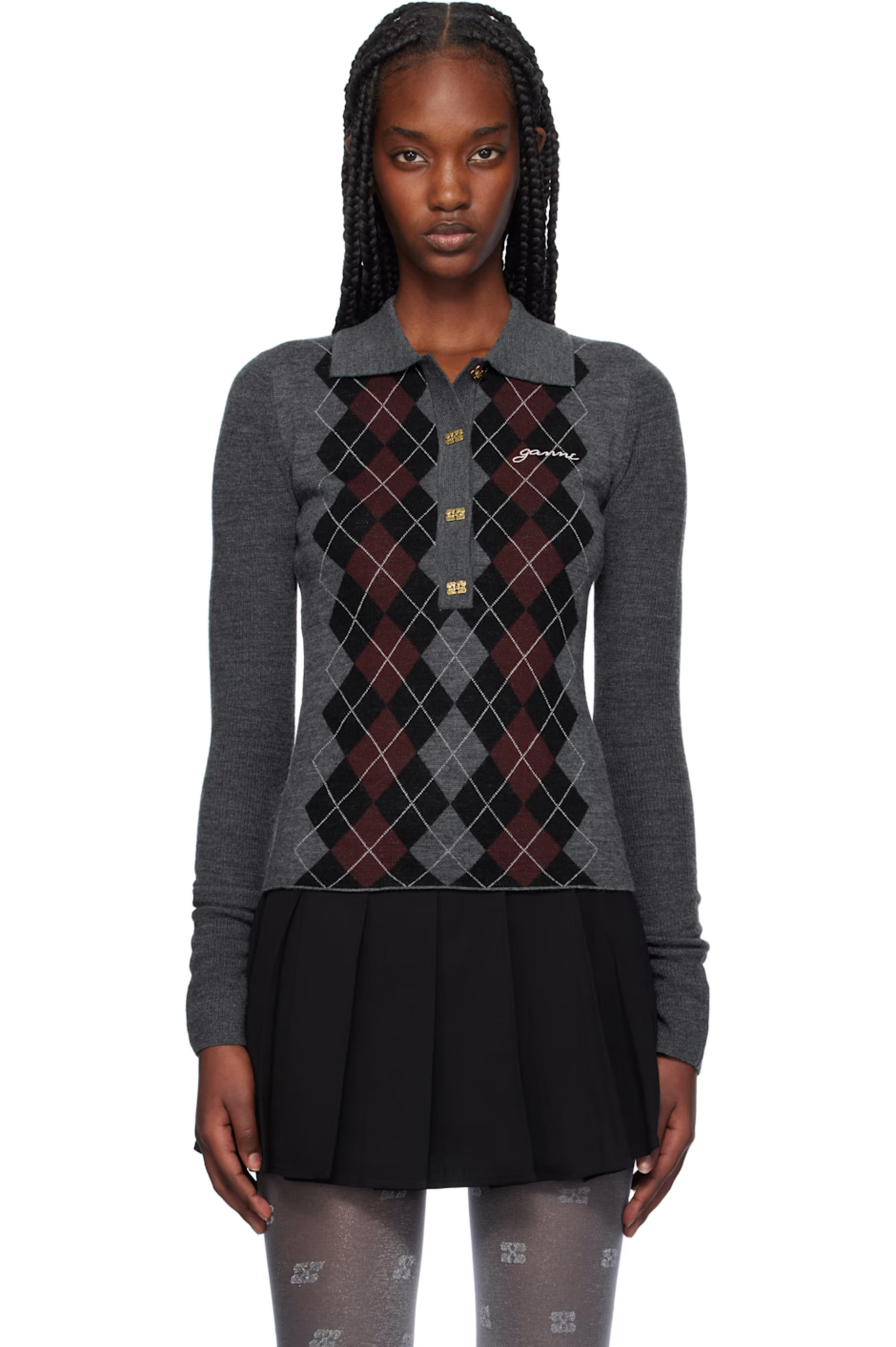 Gray Knitted Polo | SSENSE