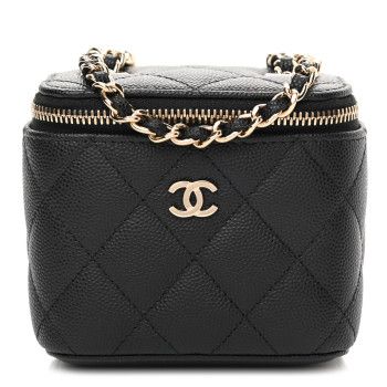 Caviar Quilted Mini Vanity Case With Chain Black | FASHIONPHILE (US)