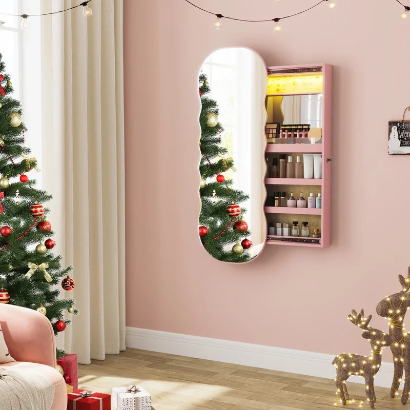 HNEBC LED Mirror Jewelry Cabinet, 47.2" Wall Mounted Jewelry Organizer with Lights, Over The Door... | Walmart (US)