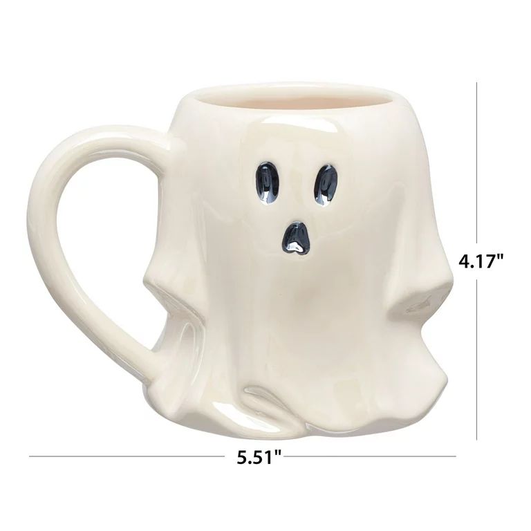Way to Celebrate 14.88-Oz White Ghost-Shaped Glazed Ceramic Mug | Walmart (US)