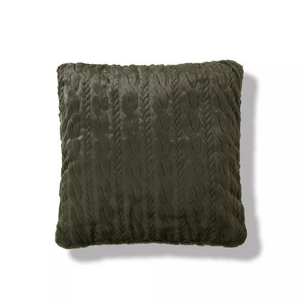 Cuddl Duds® 2-pk Green Cable Faux Fur Throw Pillows | Kohl's