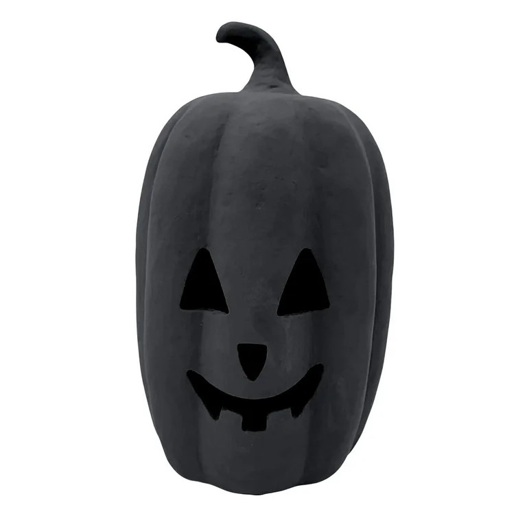 Paper Mache Jack-o'-Lantern Tabletop Decoration, Dark Gray, 6.29", Halloween by QYXQPYO - Walmart... | Walmart (US)