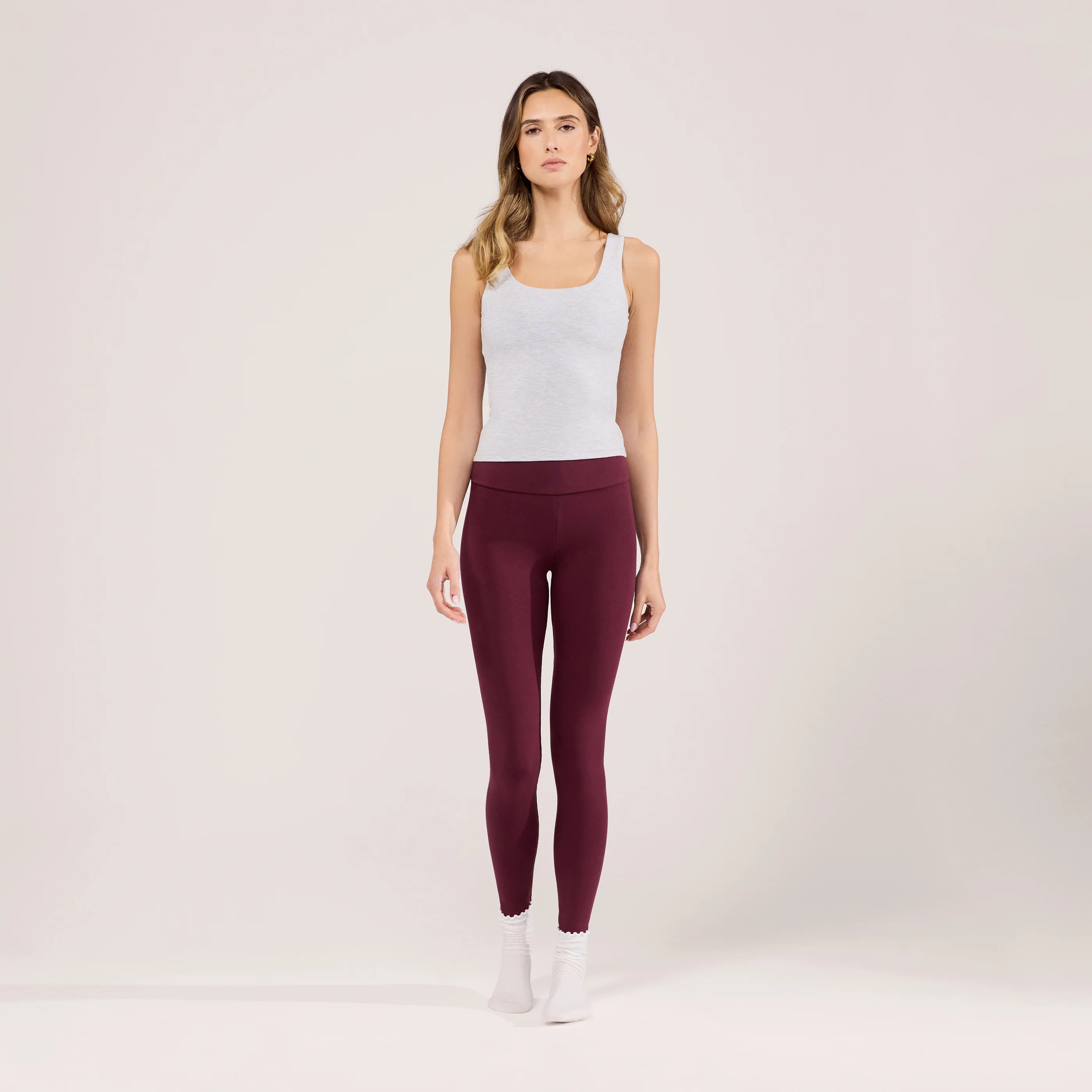 Lightweight Everyday High Waisted Leggings | Burgundy | LOVALL