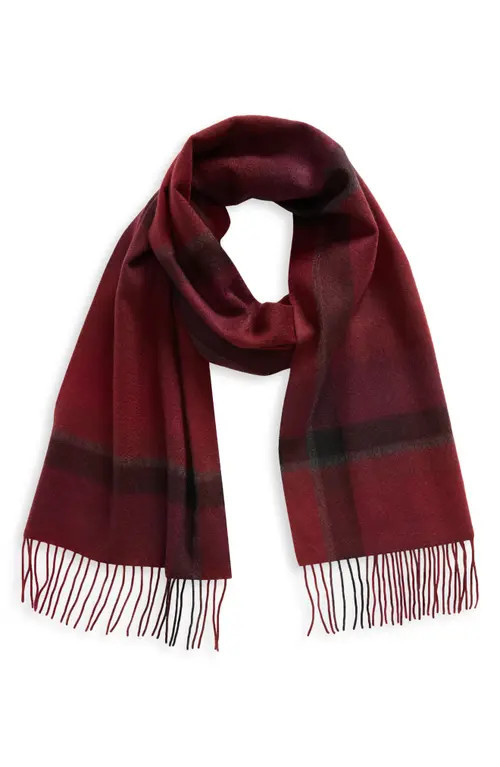 Nordstrom Plaid Cashmere Scarf in Burgundy- Black Combo at Nordstrom | Nordstrom