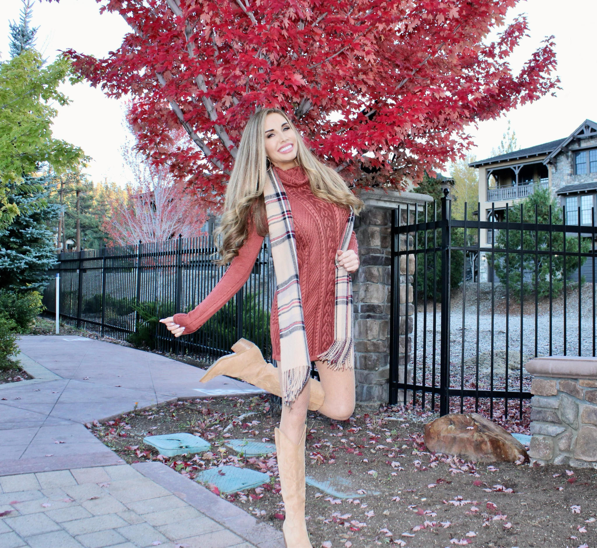 Hope you are enjoying your Thanksgiving Week!  There's so much to be thankful for.  This time of year I like to reflect on time spent with loved ones and how thankful I am to have them in my life.  What are you thankful for?  

This rust colored dress, light tan sided boots and plaid scarf are up on my blog today! !

#LTKstyletip #LTKunder50 #LTKunder100