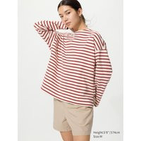 Uniqlo - T-shirt (long Sleeve, Striped) - Red - XXS | UNIQLO (UK)