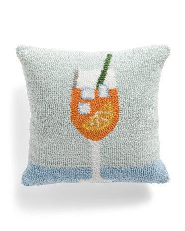 14x14 Aperol Spritz Hooked Pillow | Marshalls