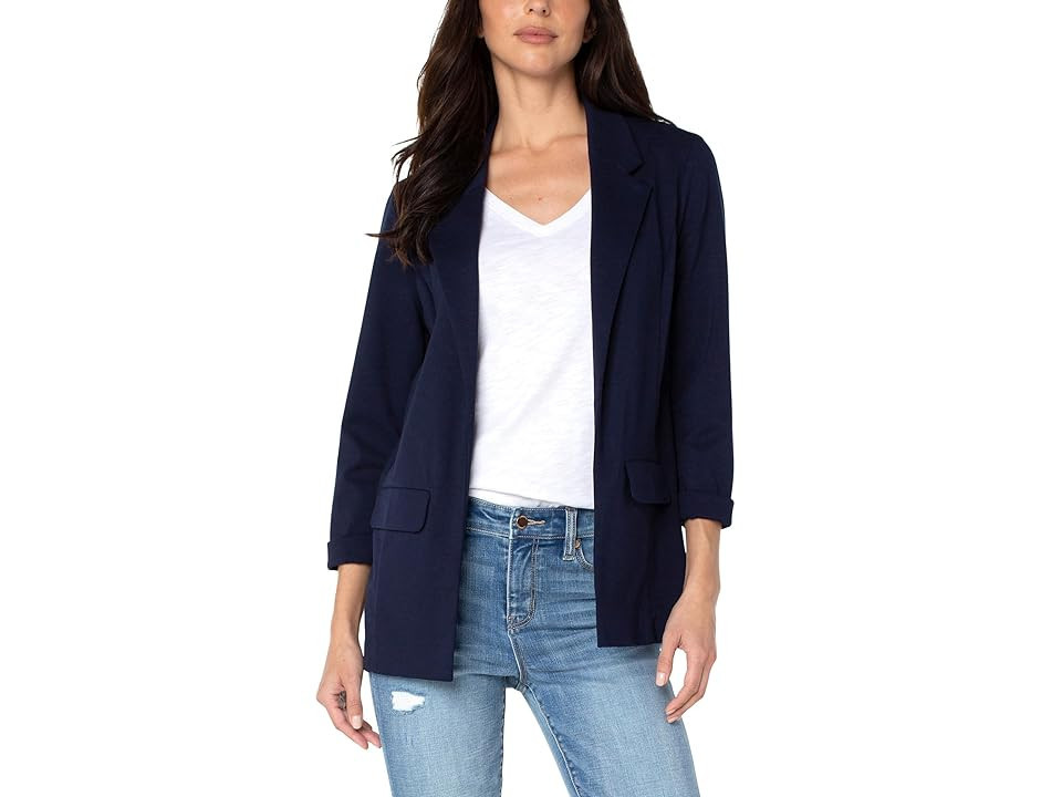 Liverpool Los Angeles Boyfriend Blazer with Princess Darts Women's Clothing Cadet Blue : MD, Spandex/Rayon/Polyester | Zappos