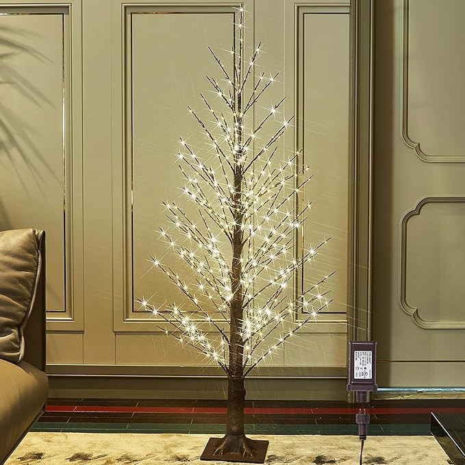Hairui Lighted Brown Alpine Tree with 450L Warm White Fairy Lights 4FT, Brown Twig Tree with Ligh... | Amazon (US)