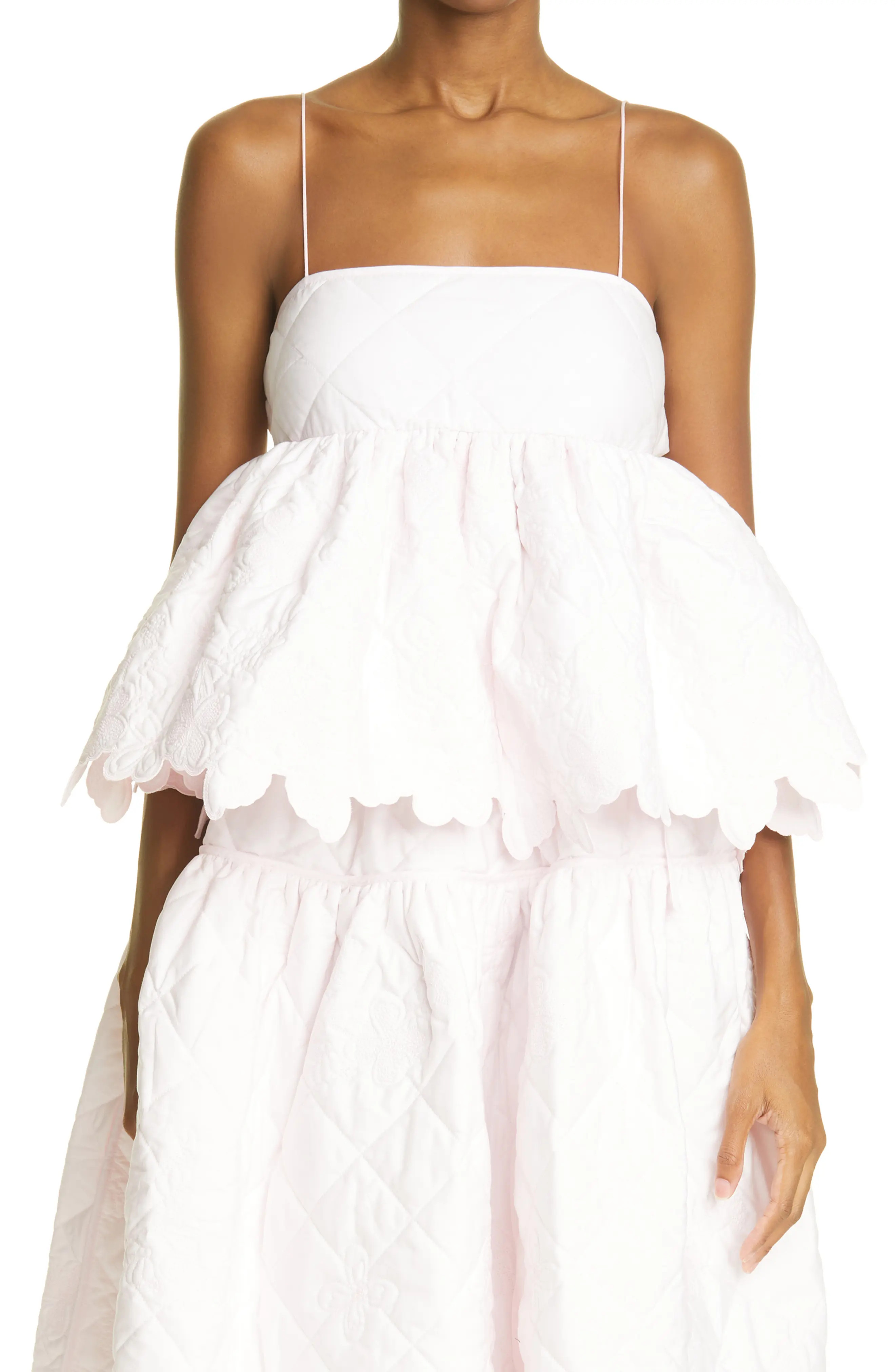 Cecilie Bahnsen Quilted Peplum Top in Blossom Pink at Nordstrom, Size 4 Us | Nordstrom