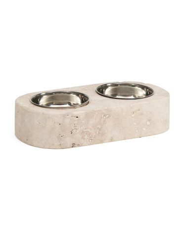 3pc Travertine Pet Bowl Set | TJ Maxx