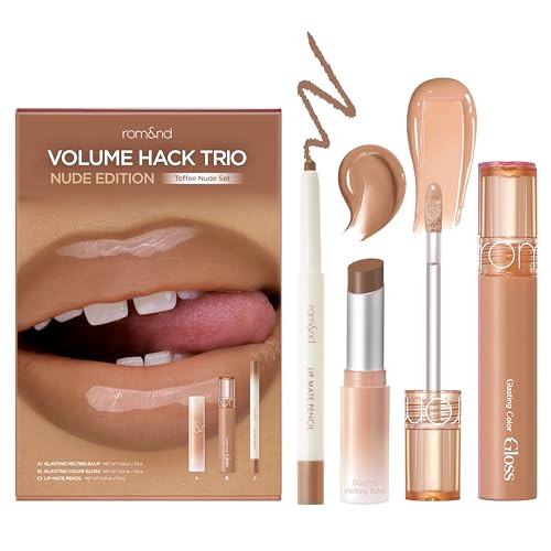 rom&nd Volume Hack Trio Lip Plumping Set - Toffee Nude Edition - 3-Step Liner, Balm & Gloss for Full, High-Shine Pout | Amazon (US)